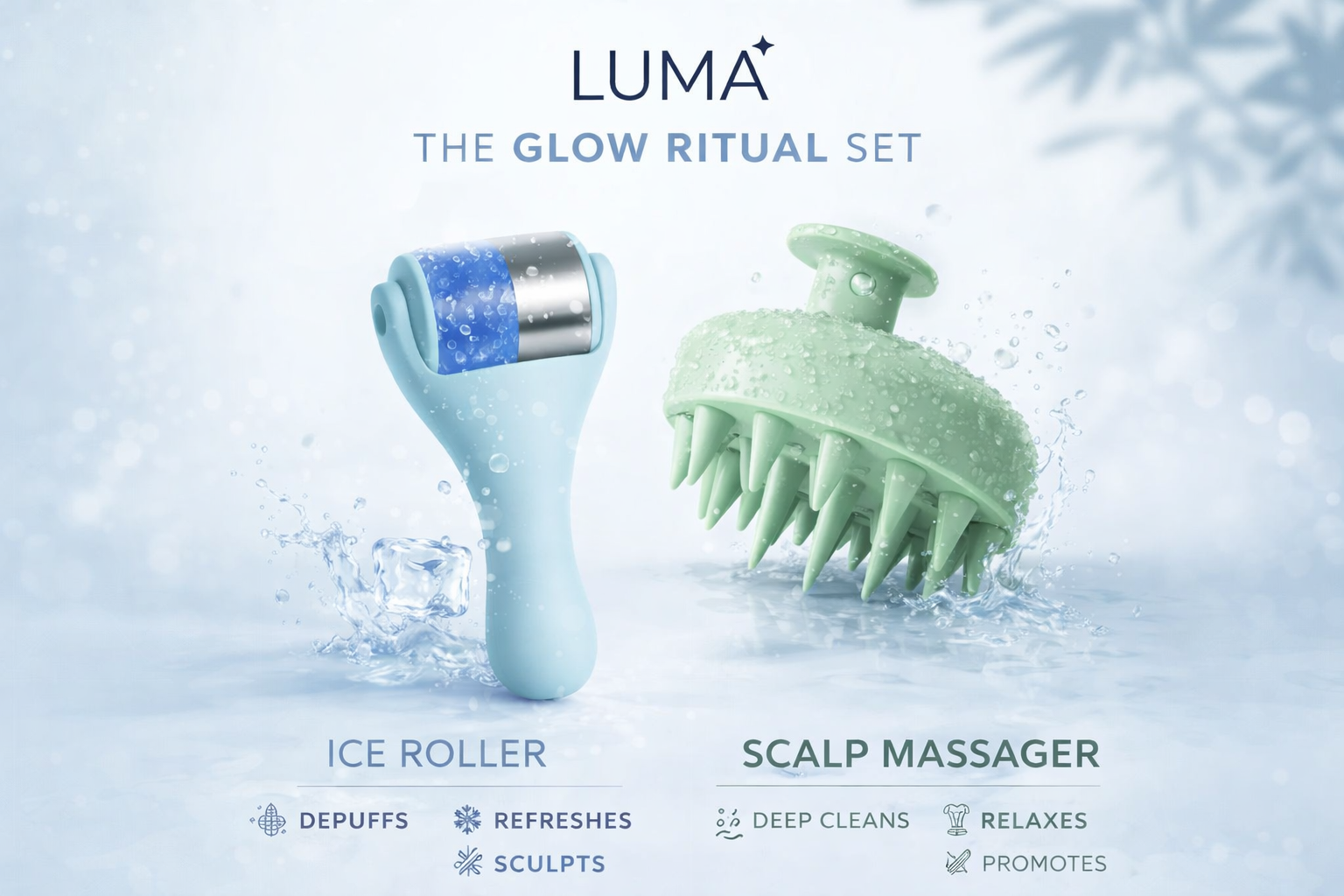 The Glow Ritual Set — Ice Roller + Scalp Massager